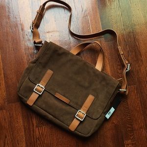 Suede and Leather Satchel.